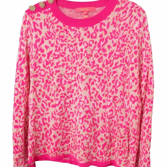 Lilly Pulitzer Pink Morgan Jaquard Acrylic Sweater Sz Small - Picture 2 of 6